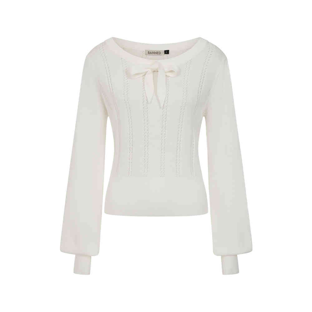 Banned - Angel Pointelle Knit Pull en tricot - Blanc cassé